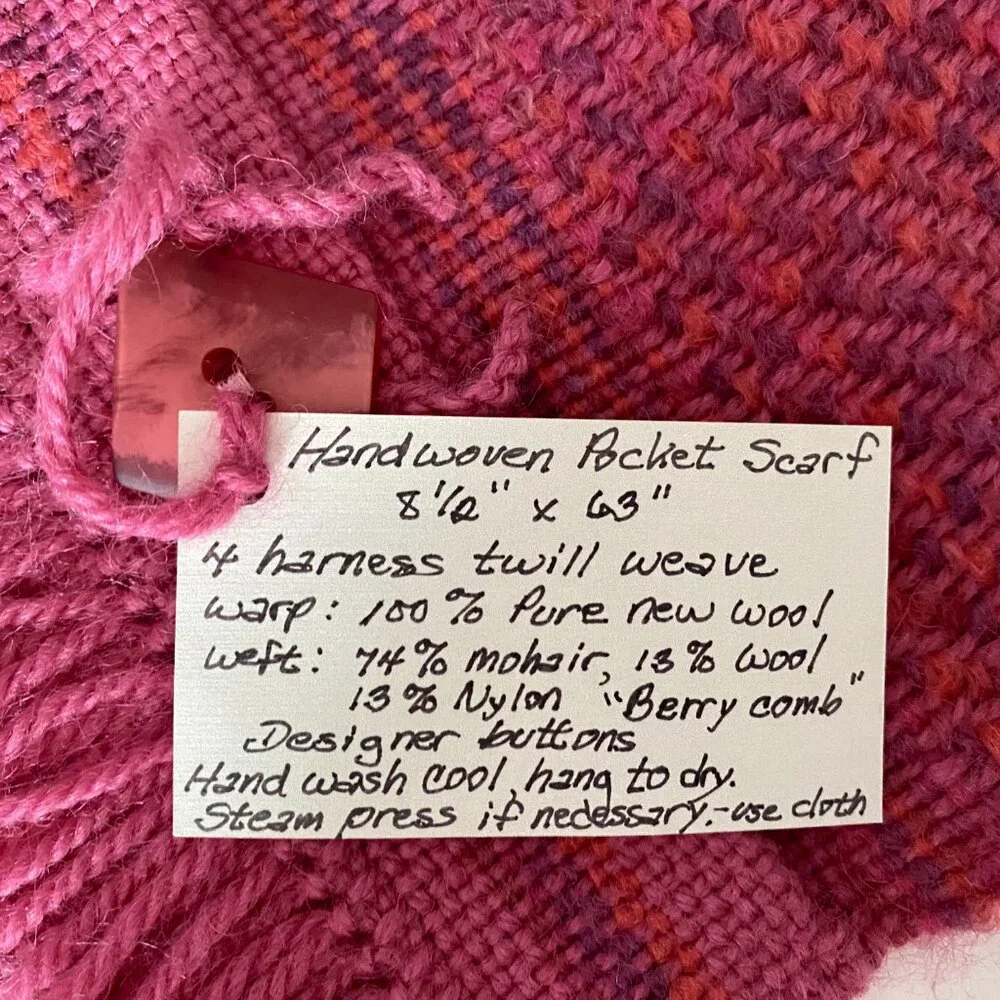 Louise Abbott Designer Handwoven Ski Gorpcore Sporty Wool Pocket Scarf 63